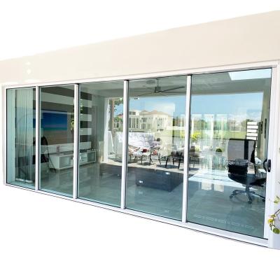 China New Design AS2047 Aluminum Alloy Modern Standard Profile Store Front Entry Sliding Stacking Door for sale