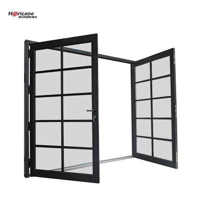 China Superhouse Exterior Door Modern Waterproof Aluminum Double Door French Door With Grilles for sale