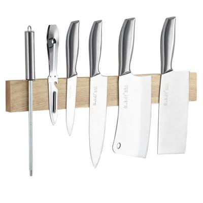 China Viable New Design Wooden Kitchen Wall Mount Knife Rubber Magnetic Knife Holder for sale