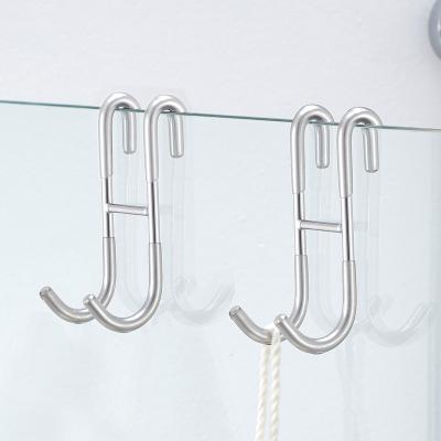 China Modern High Quality 304 Stainless Steel Metal S Hook Double Towel Long Robe Hook Hanger For Glass Door for sale