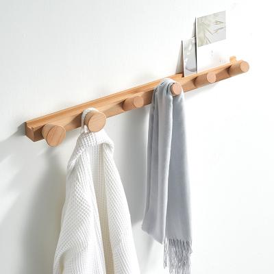 China Behind Doors/On Walls Wooden Coat Hook Cloth Hanger Hooks With Storage Function 60cm Wall Mounted Coat Rack For Coat Robe Bag, Ruber Wood for sale