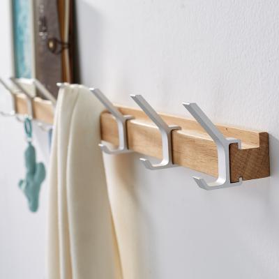 China New Wooden Coat Hook Classic/Postmodern Wood Hanger For Cloths Hooks With Storage Function 39cm Double Wall Mounted Coat Rack Hook, Aluminum, Metal Hook for sale