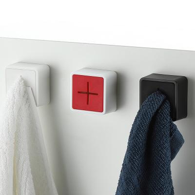 China Wall Mounted Adhesive Square Modern Hot Selling Plastic Kitchen Bathroom Towel Clip Hook for sale