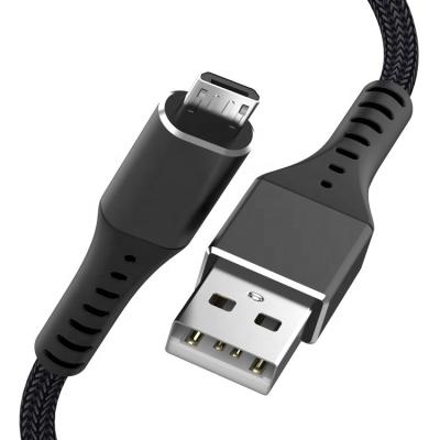 China Super Loud Super Loud Micro USB Cable 1M 2M Fast 2.4A Charging and USB Data Cable USB2.0 Cord Nylon Braid Durable Black Cable for sale