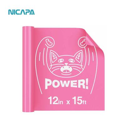 China Textiles Nicapa Hot Pink PU Vinyl HTV Roll Heat Transfer Vinyl Sheets For Apparel Printing 12 Inches X 15 Feet for sale