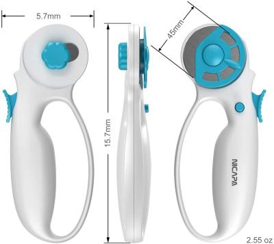 China NICAPA 45mm Rotary Cutter With 5 Spare Blades For Fabric Cutter With Ergonomic Classic Loop 262*112*32 Mm Safety Comfort for sale