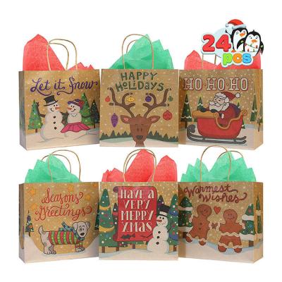 China Custom Wholesale Price Recyclable Cheap Christmas Logo Paper Gift Bags Packing Packaging Logo for sale