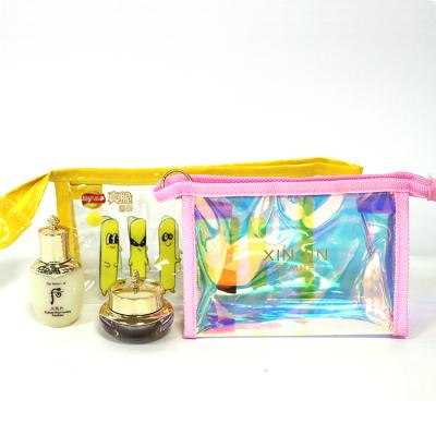 China Fashion Custom Logo Hot Selling Clear Transparent Colorful Makeup Bag Make Up Pouch PVC Cosmetic Bags For Women for sale