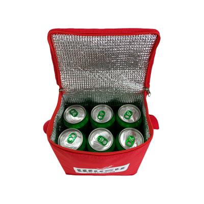 China Promotional Logo 6cans Waterproof Wholesale Custom Beer Bottles Oxford Insulated Thermal Zipper Wine Cooler Bag for sale