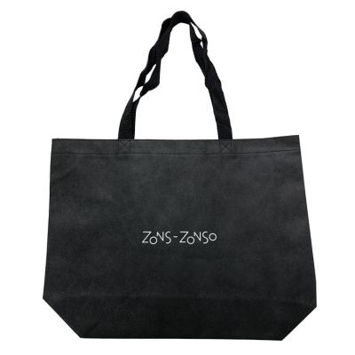 China Custom Printing Reusable Fold Handled Carry Black Non-Woven Shopping Bag Wholesale Promotion Gift Packaging for sale