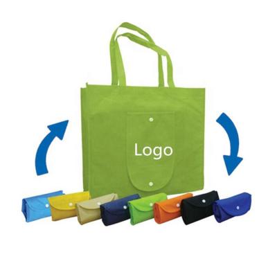 China Green Supermarket Design High Quality Durable Folding Handle Non Woven Bag for sale