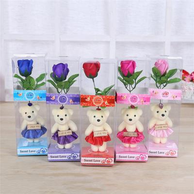 China Eco-friendly Romantic Bear Rose Soap Cartoon Rose Flower Bouquet Creative Gifts Artificial Valentines Day for sale