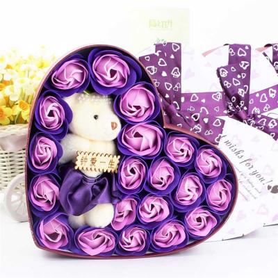 China Best Selling Good Quality Eco-friendly Rose Soap With Little Bear Gift Box For Valentine's Day Love Gift for sale