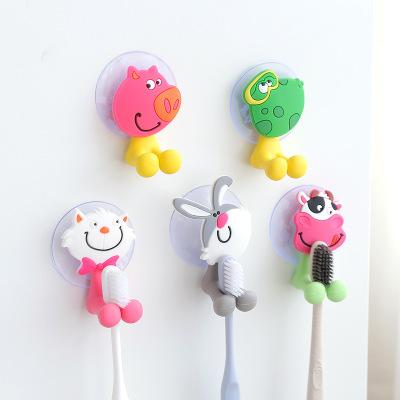 China Creative Sustainable Cute Animal Family Strong Suction Cup Toothpaste Toothbrush Holder On The Wall for sale