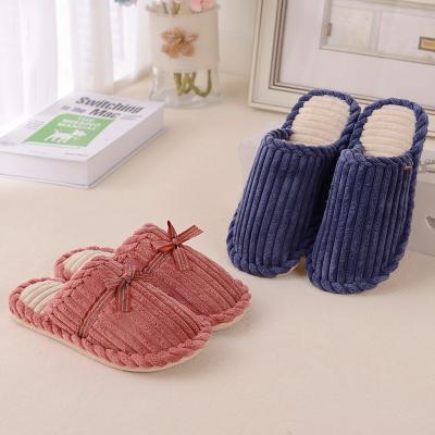 China Slippers Winter Household Indoor Warm Resin Bowknot Cotton Single Slipper for sale