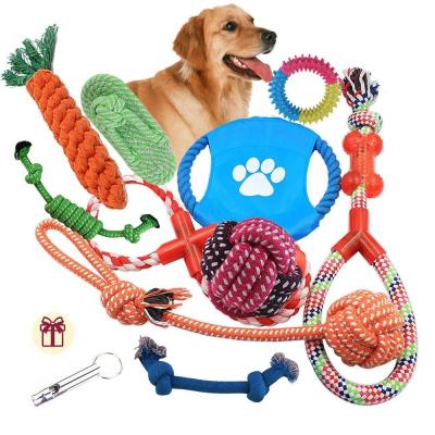 China Viable Natural Cotton Dog Rope Toys Rope Set Tug Assortment Chew Toys Pet Puppy Teething Chew Set for sale