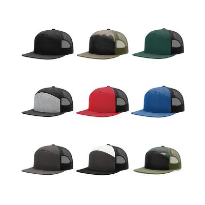 China Breathable & Waterproof Custom wholesale high quality custom 7 panel Plain Sport hats Mesh Trucker Hats Trucker Hats for men for sale