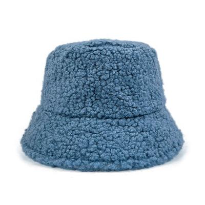 China Bucket Hat Winter Lamb Cashmere Basin Hat Wholesale Cross border Warm Bucket Hat Solid Lamb Hair Bucket Hat for sale