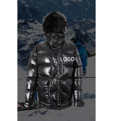 China Waterproof Canadian style Goose duck down black custom logo hooded outdoor plus size nylon foam coat shiny down outdoor for sale