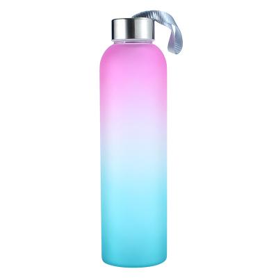 China Viable China Manufacturing Cheap 550ml Frosted Gradient Glass Color Sports Water Cup Bottle for sale