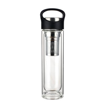 China Sustainable Glass Water Bottle Heat Resistant Bottle With Lid For Boiling Water Double Wall Bottles for sale