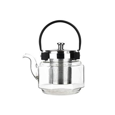 China Factory wholesale high borosilicate glass teapot desktop heat resistant glass teapot for sale