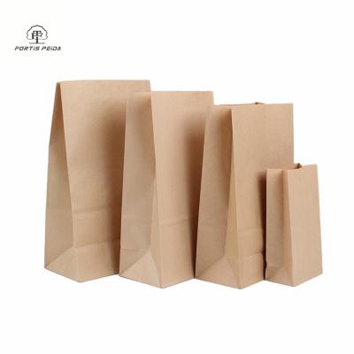 China Biodegradable Grocery Kraft Paper Custom Printed Recycled Brown Bakery Bags For Bread Food Packaging for sale