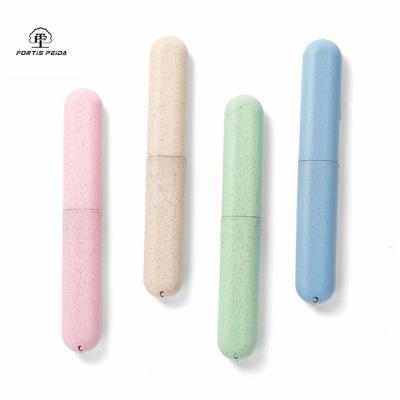 China Eco-Friendly Biodegradable Straw Toothbrush Case Travel Portable Wheat Straw+PP Toothbrush Holder Toothbrush Storage for sale