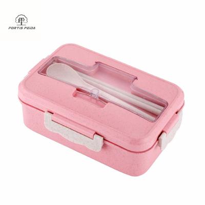 China Popular Biodegradable Microwave Wheat Straw Lunch Box Bento Box 3 Compartment Safe Food Container Divided for sale