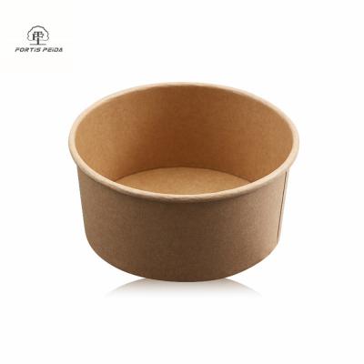 China Eco Friendly Biodegradable Paper Disposable Bowl Stocked Round Salad Bowl With Lid Congee Pail Soup Bowl Customized Fast Food Deli Box Packaging Paper for sale