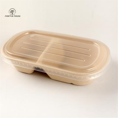 China 850ml wheat straw fiber pulp biodegradable 100% compostable food container for sale