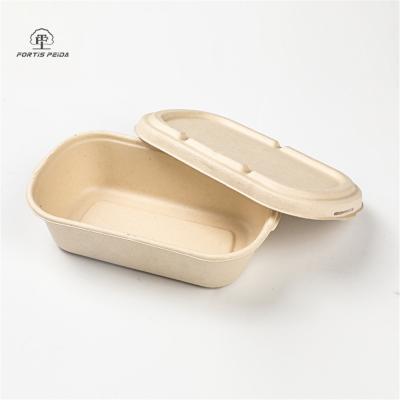 China 1000ml Cell 100% Wheat Straw Fiber Pulp Biodegradable Compostable Food Container for sale