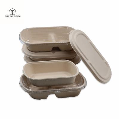 China 1000ml wheat straw fiber pulp biodegradable bigrille compostable food container for sale