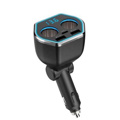 China Cigarette Lighter Car Charger AGETUNR A21 2 Cigarette Plugs In 1 Auto Car Cigarette Lighter Dual USB Charger DC5V 2.1A/1A Adapter HD LED Display Universal for sale