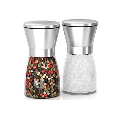 China Wholesale Manual Plastic Grinder Viable Factory Glass Bottle Spice Salt and Pepper Grinder for sale