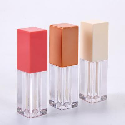 China Empty Lip Gloss Square 4ml Lip Gloss Tubes Container With Customized Logo for sale