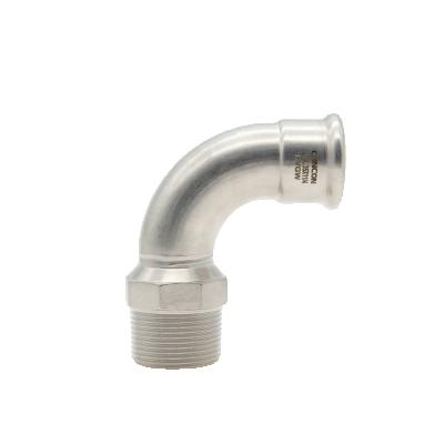 China Stainless Steel Traditional Press Fitting 90 Elbow With Male Threaded End for sale