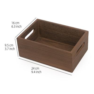 China Wholesale custom vintage wooden serving tray small rectangular madera crates for fruit wood tray with handle wood trays for sale