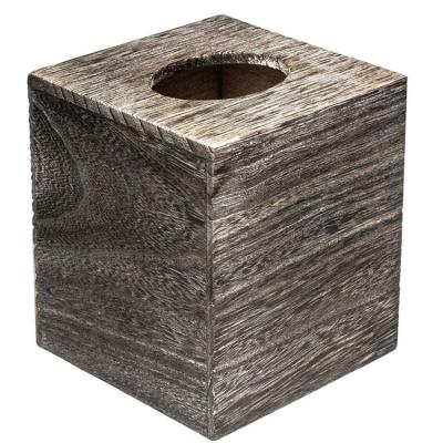 China Wooden Best Selling Handmade Gray Wooden Facial Tissue Rectangular Solid Wooden Box for sale