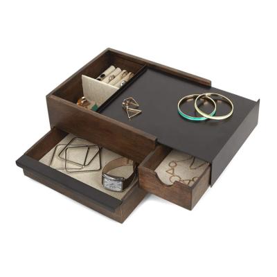 China Modern China Keepsake Storage Organizer With Hidden Compartment Drawers Wooden Jewelry Box for sale