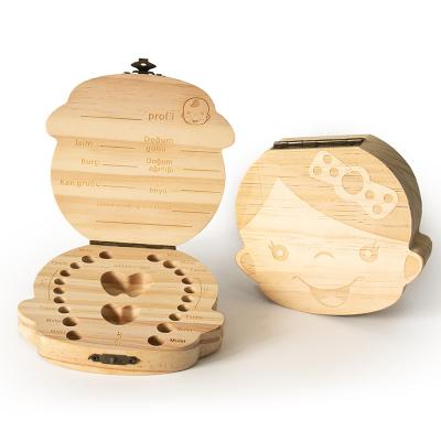 China Europe Wooden Baby Teeth Storage Box Baby Boy Girl Kids Natural Wooden Teeth Keepsake Organizer Box for sale