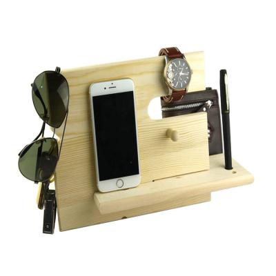 China Waterproof simple wooden shelf for cell phone filler holder for bed or desk for sale