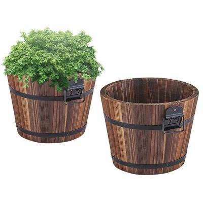 China Exquisite Sturdy Multi Functional Indoor Potting Storage Wine Barrel Durable Wine Barrel Solid Wood Planter for sale