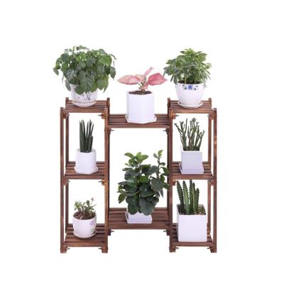 China Perfect Rustic Sturdy Flower Stand Garden Display Multi Functional Wooden Plant Stand 29.9*9.8*27.6 Inch for sale