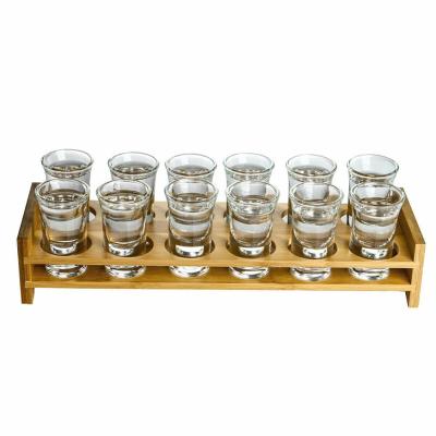 China Europe Shot Glass Display Rack Case Holder Cups Beer Bottle Tray Wood Wine Shelf Stand for sale