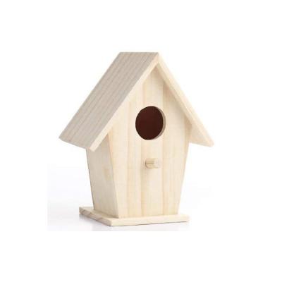 China Natural Sustainable Best Selling Morden DIY Craft Indoor Decorative Wooden Bird House for sale