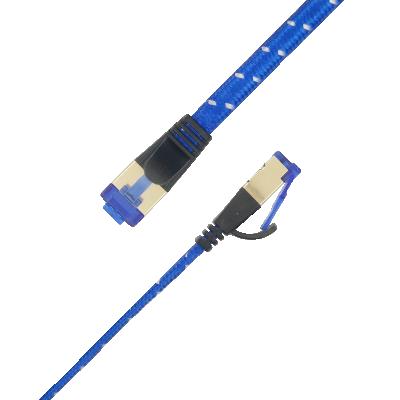 China Home Nylon Fiber STP Cat6a Cat6 Flat Network Cable Shielded Cable With RJ45 Connector for sale