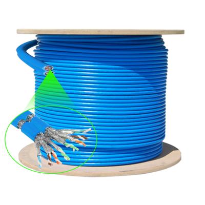 China 40G Cat.8 S/FTP Twin 23AWG Lan Cable Shielded 2000MHz Premium Solid Bare Copper Internet Bulk Cable 500ft for sale