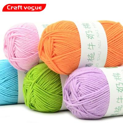 China Anti-bacteria open fashion hand knitting acrylic milk cotton yarn baby cotton yarn 5ply 50g 100g for crochet for sale