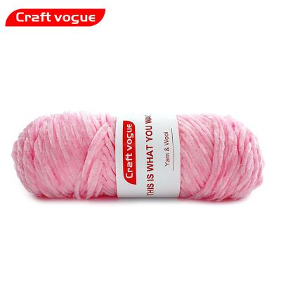 China Craft Vogue Chenille Recycled Soft 100% Polyester Crocheting Hand Knitting Yarn For DIY for sale